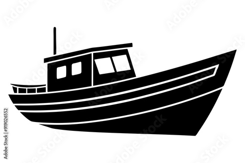 Boat icon silhouette vector illustration on a white background
