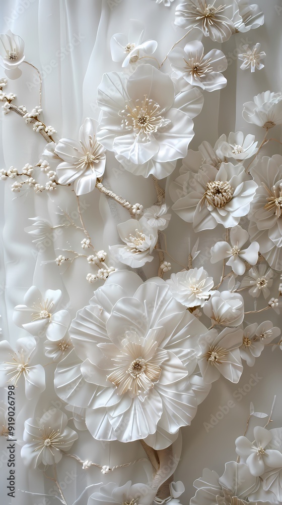 white piece of fabric has beautiful white flowers poster background white piece of fabric has beautiful white flowers poster background
