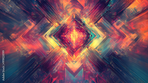 Abstract Neon Geometric Wallpaper Design