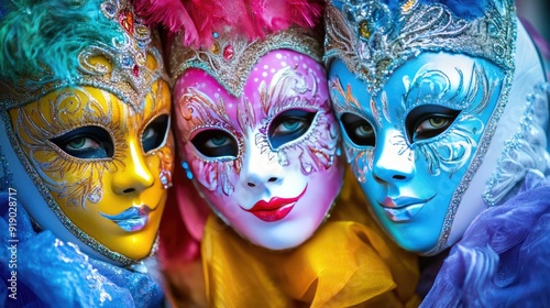 Wallpaper Mural The rich culture of Venice captured in an image of colorful carnival masks at a traditional festival. Torontodigital.ca