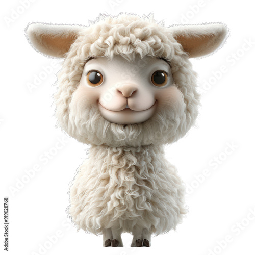 Cute sheep 3d rendering isolated on a transparent background for web, banner, wallpaper