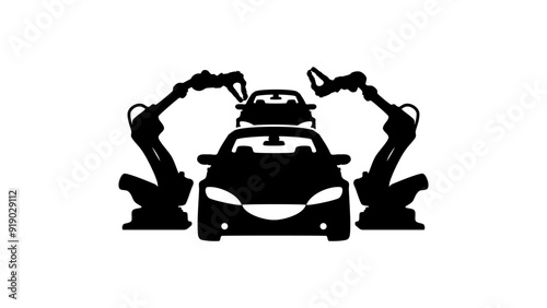 car factory, black isolated silhouette