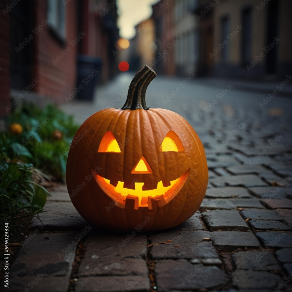 halloween pumpkin on the street halloween pumpkin on the street