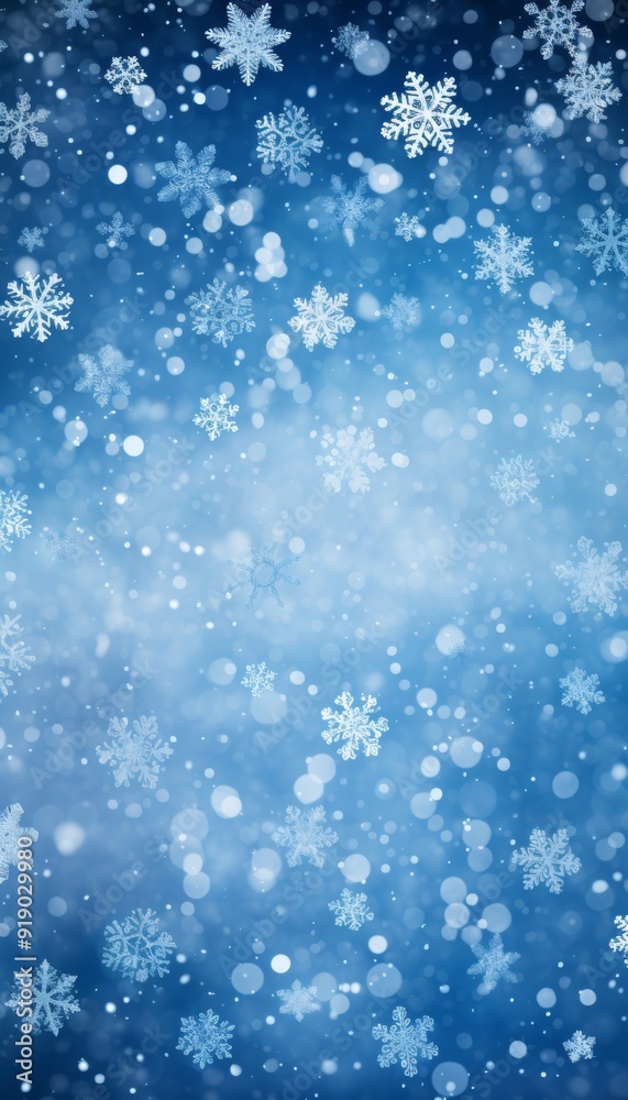 Sparkling Blue Christmas Background with Gently Falling Snowflakes and a Bokeh Effect. Sparkling Blue Christmas Background with Gently Falling Snowflakes and a Bokeh Effect.