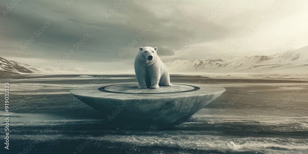 Fototapeta premium Majestic Polar Bear on an Arctic Ice Floe - Powerful Symbol of Nature and Conservation