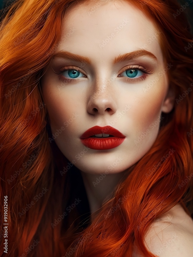 Mesmerizing beauty of a scandinavian woman with red hair.