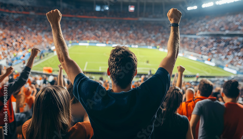 A match in a large stadium, everyone cheered happily