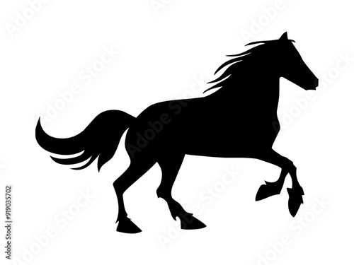 Drawing a silhouette of a running horse
