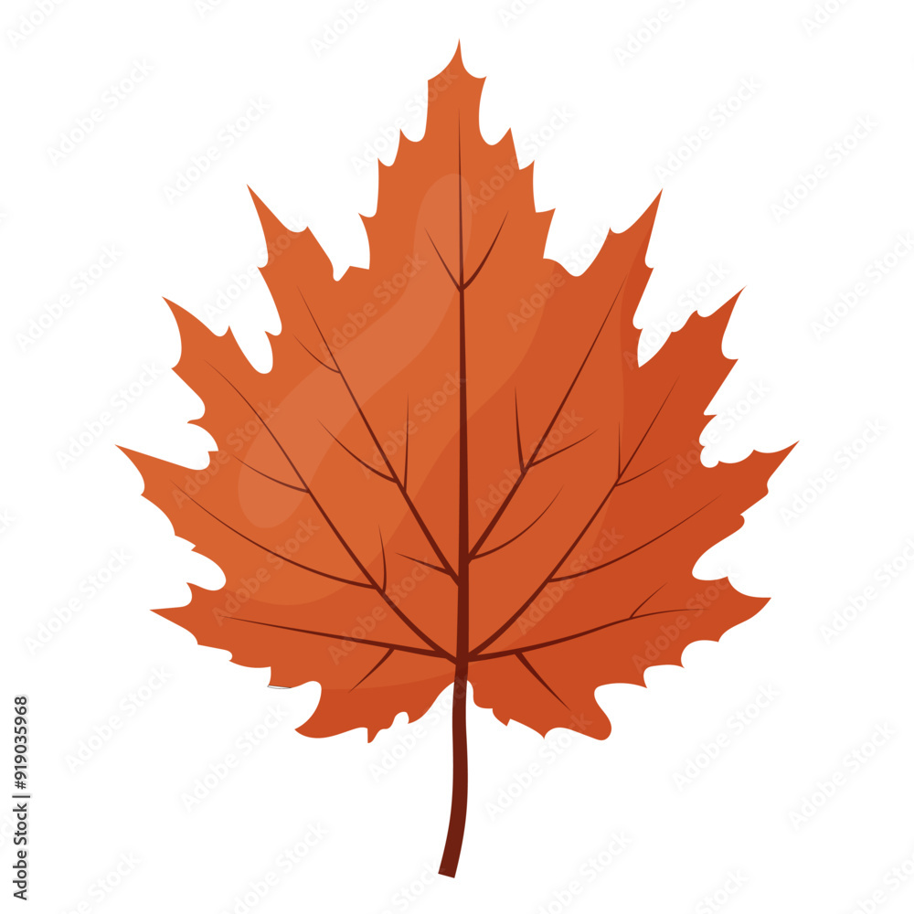Fototapeta premium autumn colored bright leaf highlighted on a white background. vector illustration