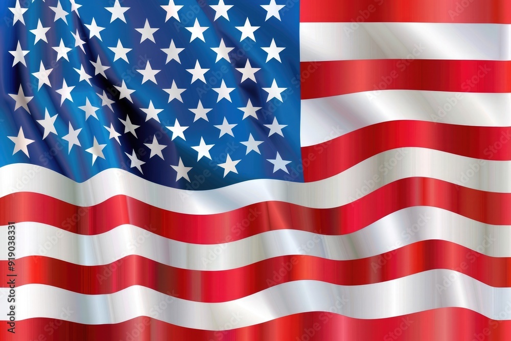 Naklejka premium A close-up of an American flag fluttering in the breeze