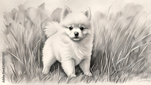 white pomeranian dog on grass