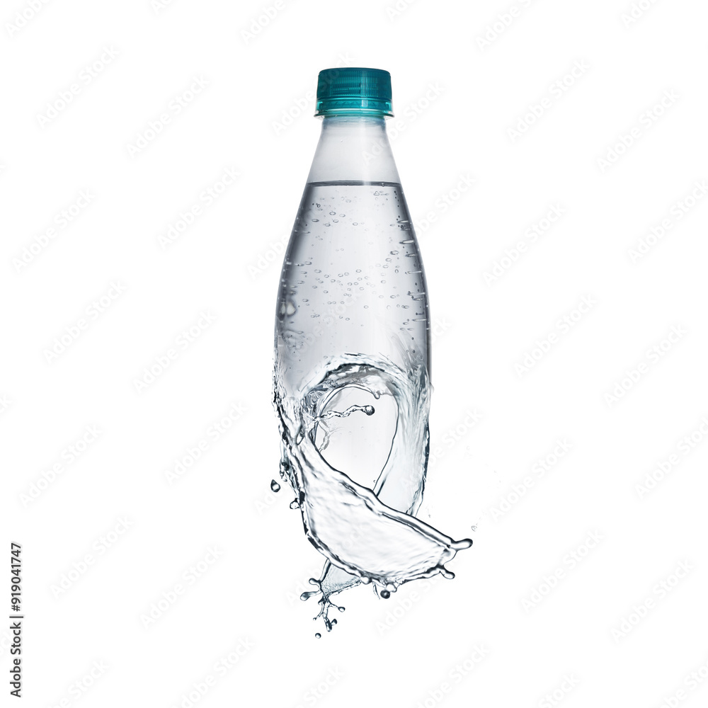 Bottle with splashing water on white background Bottle with splashing water on white background