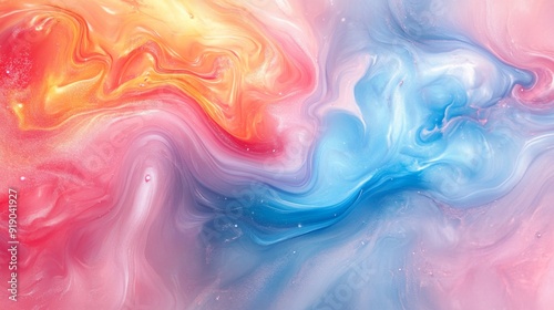 Abstract colorful marbled background with swirls and glitter.