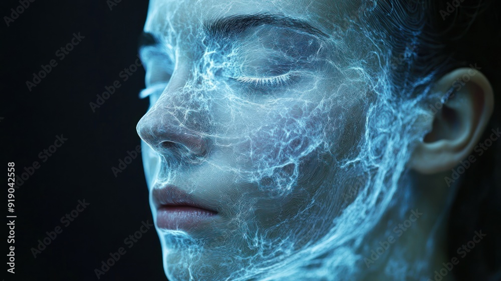 Abstract Portrait with Blue Glowing Lines Abstract Portrait with Blue Glowing Lines