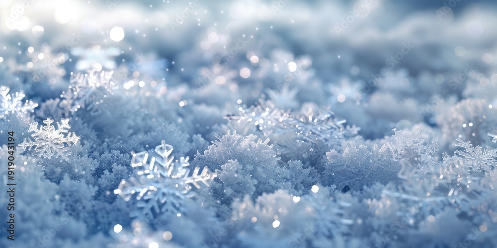 Winter Wonderland: A Macro View of Delicate Snowflakes Winter Wonderland: A Macro View of Delicate Snowflakes