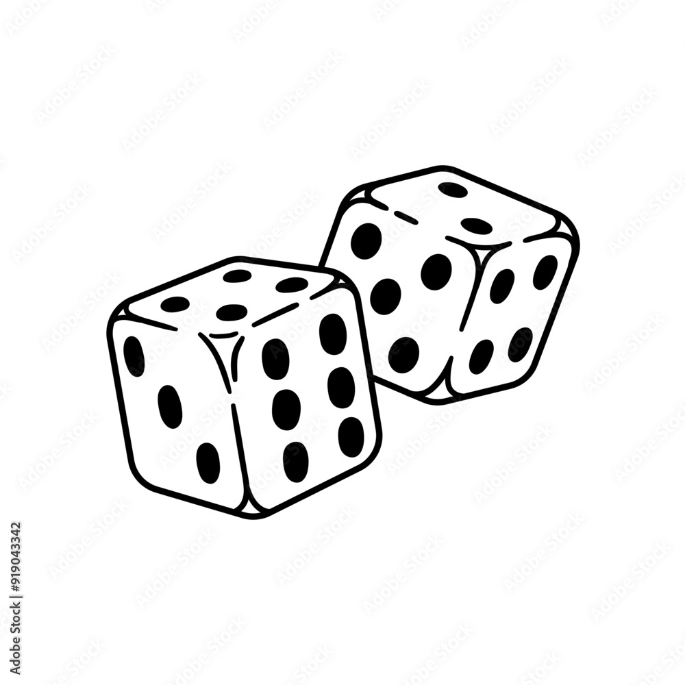Pair of dice to gamble. Hand drawn illustration in sketch style. Pair of dice to gamble. Hand drawn illustration in sketch style.