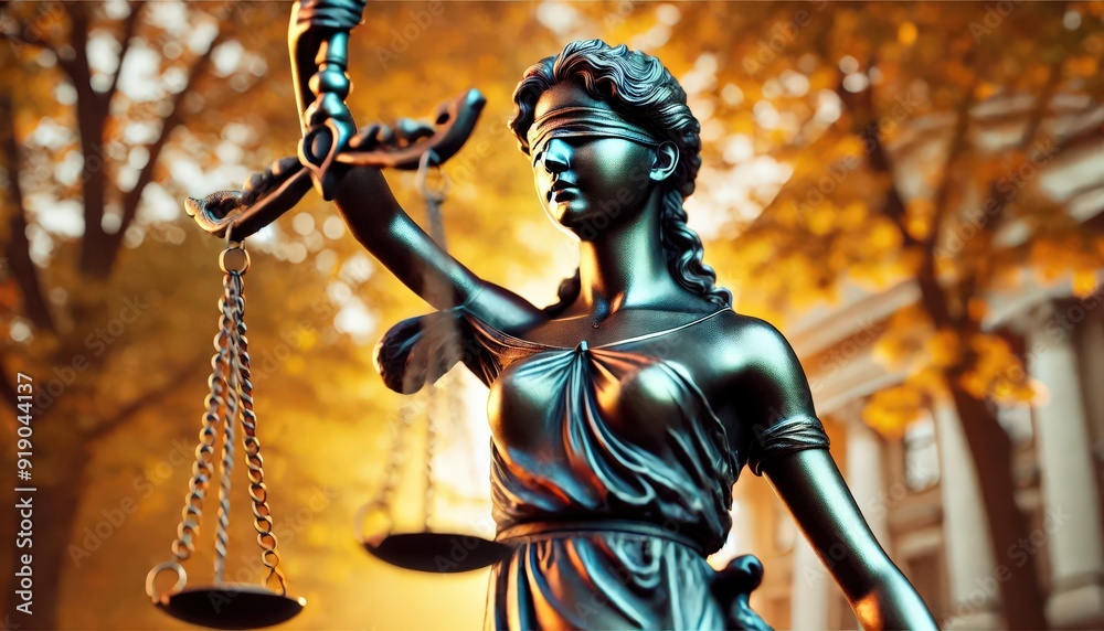 A statue of Lady Justice with scales and a blindfold A statue of Lady Justice with scales and a blindfold