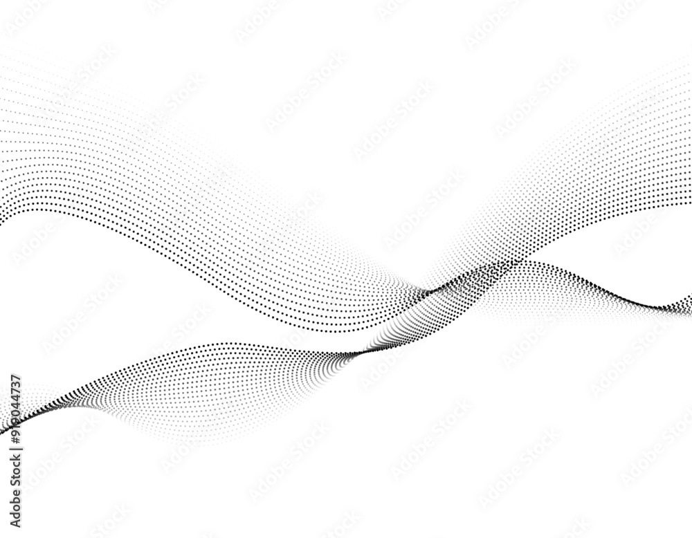 Fototapeta premium テクノロージー系 ウェーブ背景 波 白黒 21