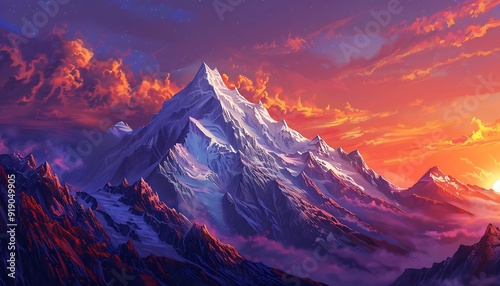 Beautiful sunset over the mountains