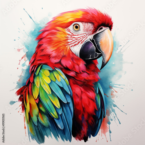 Tropical macaw parrot bird