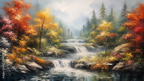 Autumn (Fall) beautiful watercolors nature landscape art painting