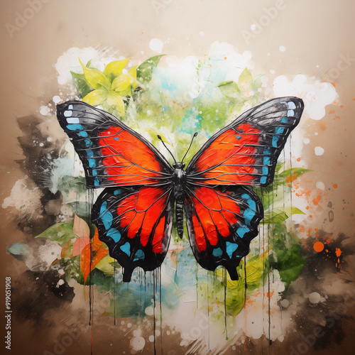 Beautiful butterfly colors art painting illustration
