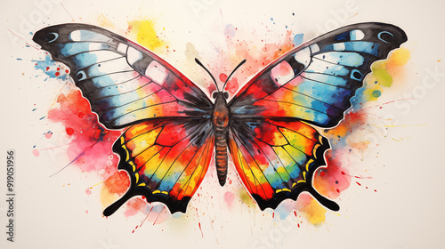 Beautiful butterfly colors art painting illustration