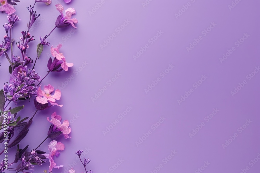 A close-up of a bunch of purple flowers on a matching purple background, perfect for use in design or art projects A close-up of a bunch of purple flowers on a matching purple background, perfect for use in design or art projects