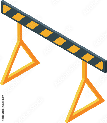 Illustration of a construction barrier with yellow and black stripes, often used to block access to restricted areas