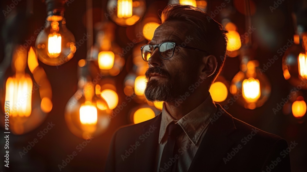 Concept idea. Business and light bulb, creative ideas and thinking in business Concept idea. Business and light bulb, creative ideas and thinking in business