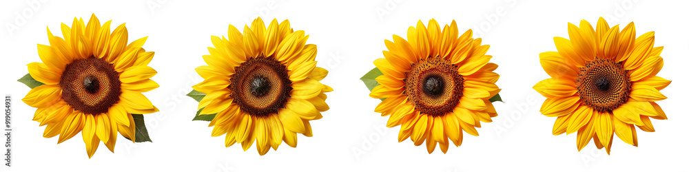 Fototapeta premium Single Sunflower collection isolated on transparent background