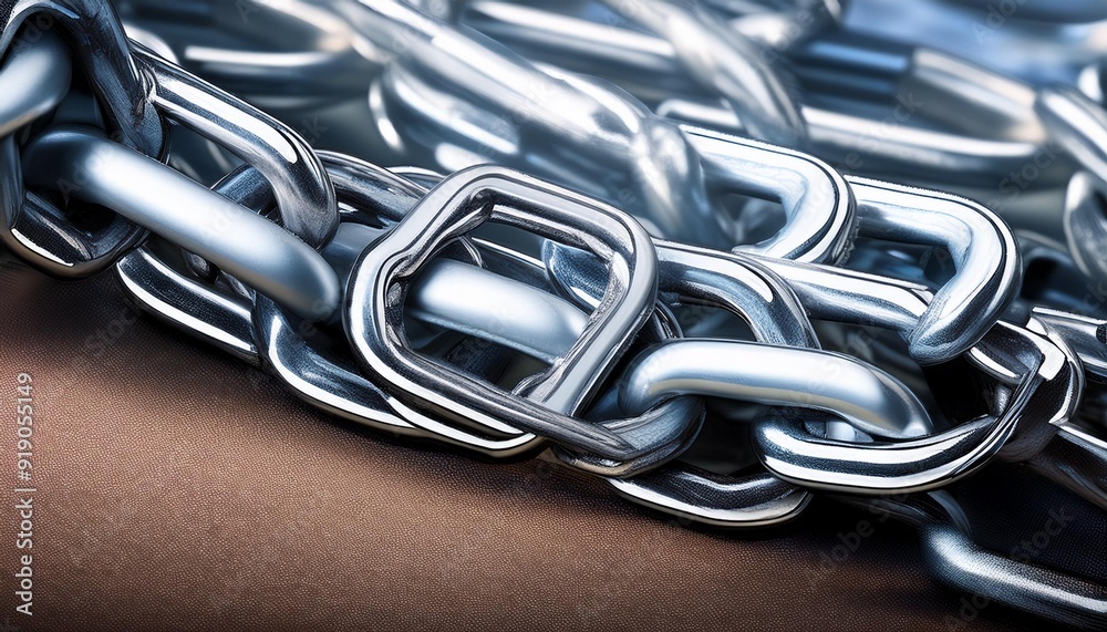 Strength in Steel: Close-Up of Metal Chain Links Strength in Steel: Close-Up of Metal Chain Links