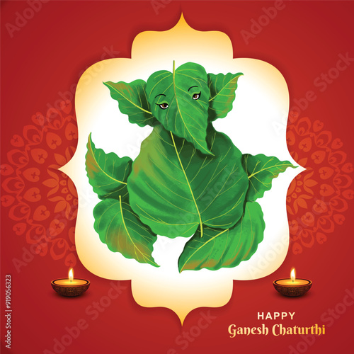 Beautiful happy ganesh chaturthi Indian festival greeting card background