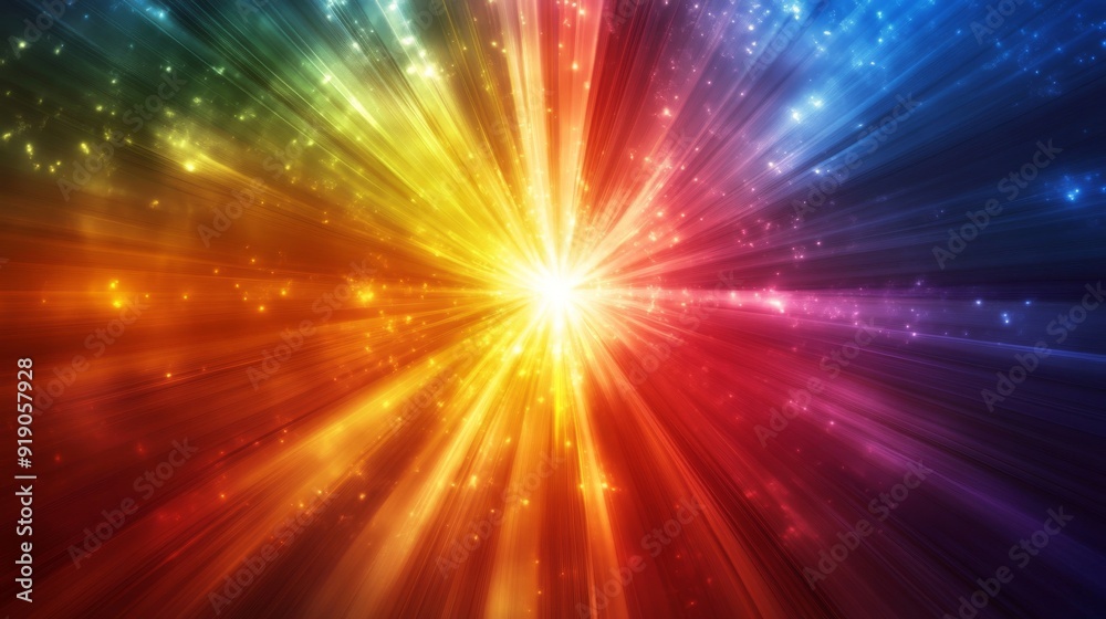 Bright, Multicolored Light Streaks and Glowing Particles Bright, Multicolored Light Streaks and Glowing Particles