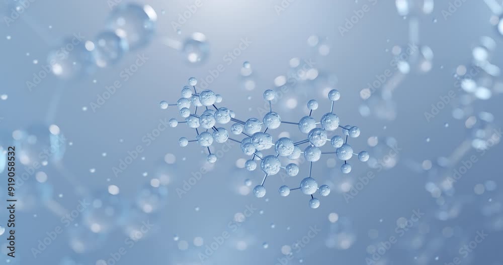 Delta-8-Tetrahydrocannabinol, rotating 3D model of delta-8-thc, seamless looped video, molecular structure with selective focus Delta-8-Tetrahydrocannabinol, rotating 3D model of delta-8-thc, seamless looped video, molecular structure with selective focus
