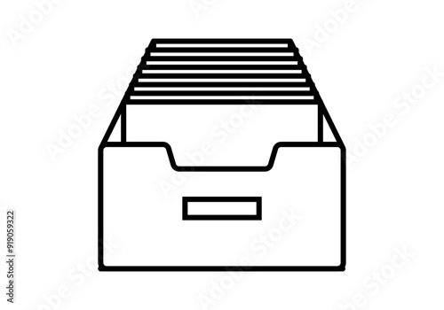 Icono negro de cajón de archivo con documentos