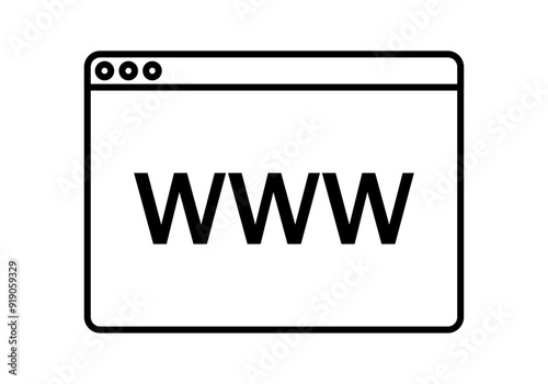 Icono negro de ventana de navegador con pagina web