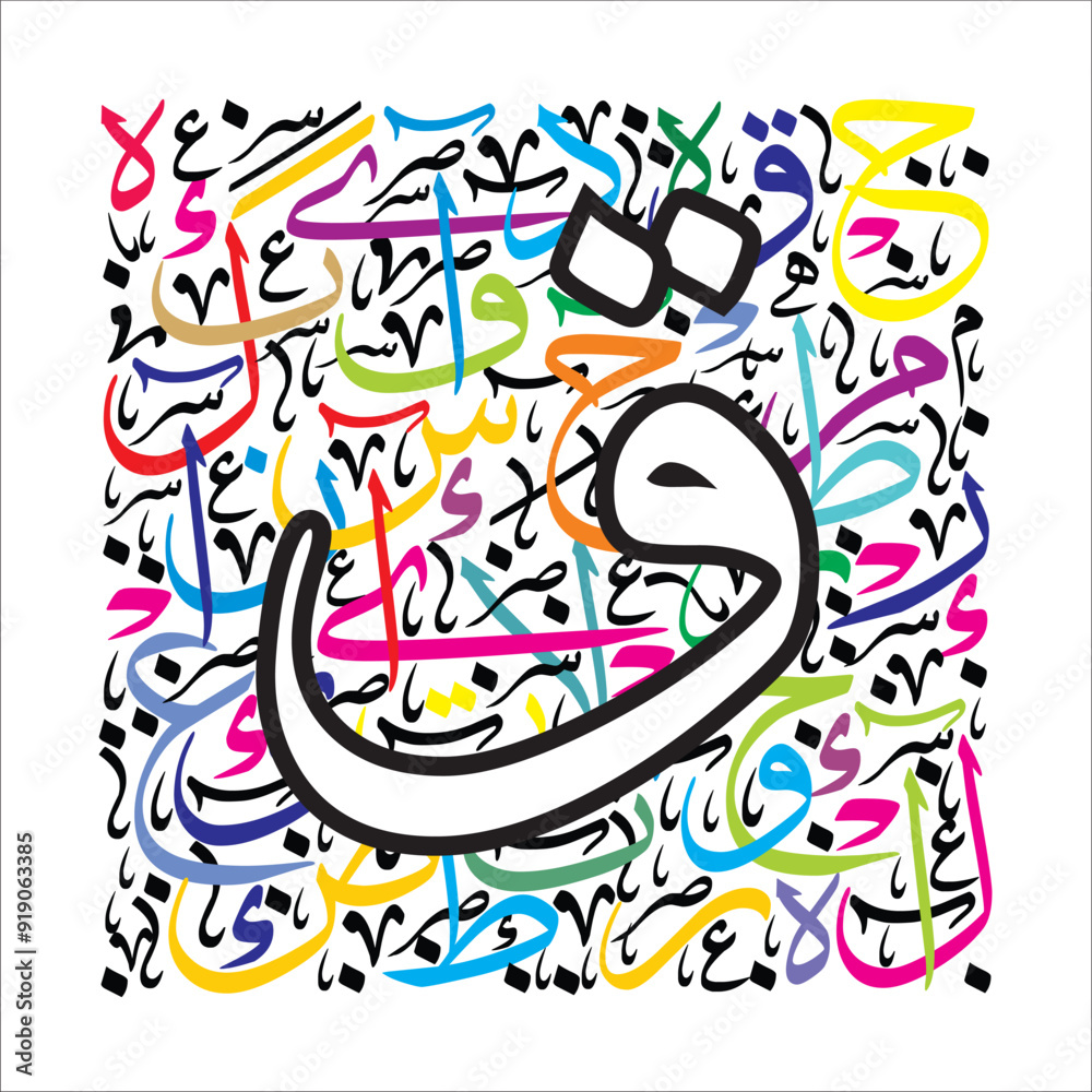 rabic Calligraphy Alphabet letters or Stylized kufi font style, colorful islamic
calligraphy elements on white and blue thuluth background, for all kinds of design use.
rabic Calligraphy Alphabet letters or Stylized kufi font style, colorful islamic
calligraphy elements on white and blue thuluth background, for all kinds of design use.