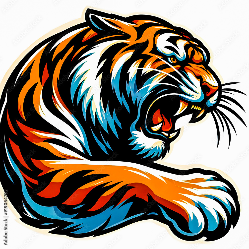 Illustrate a fierce tiger in mid-roar watercolor vector painting art illustration images.
Illustrate a fierce tiger in mid-roar watercolor vector painting art illustration images.