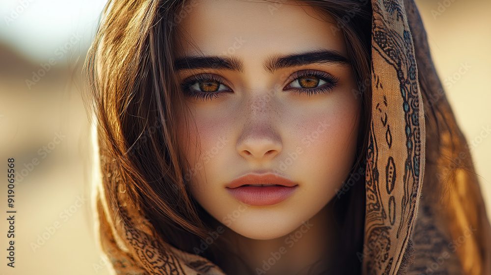 portrait of a beautiful woman in ancient Persia, with a desert background portrait of a beautiful woman in ancient Persia, with a desert background