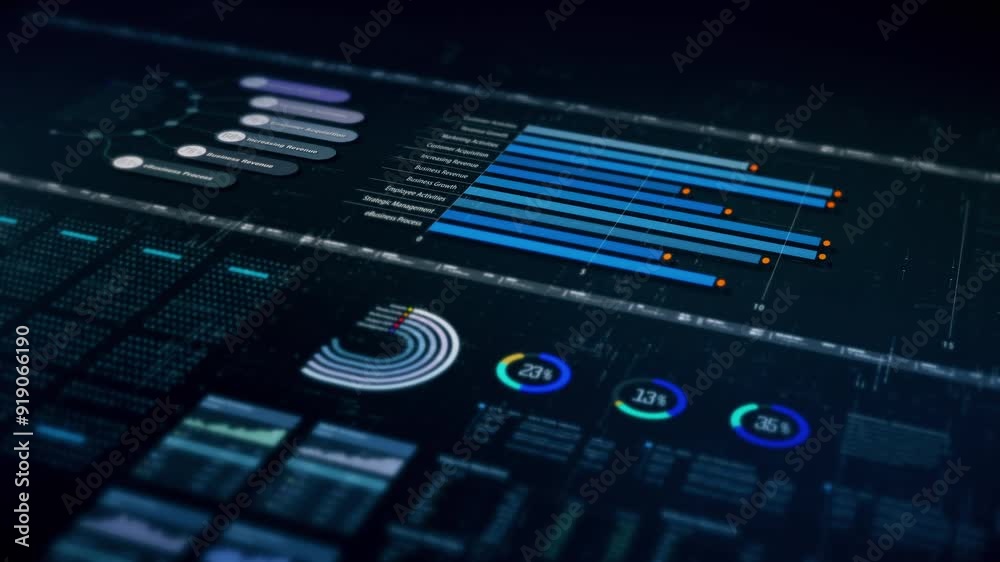 Dynamic data visuals for business info graphics, animated charts, and data-driven insights for a business meeting mock-up. Explore the world of trading, stock exchanges, and crypto