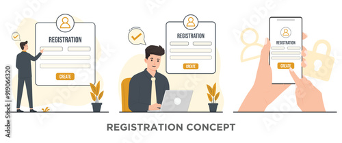 website registration vector concept create account login illustration 
