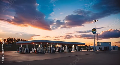 Gas Station at Sunset