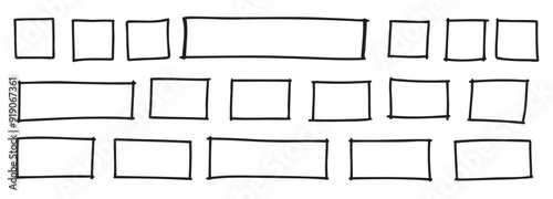 free outline hand drawn squares rectangles different sizes scribble rectangular frames set freehand