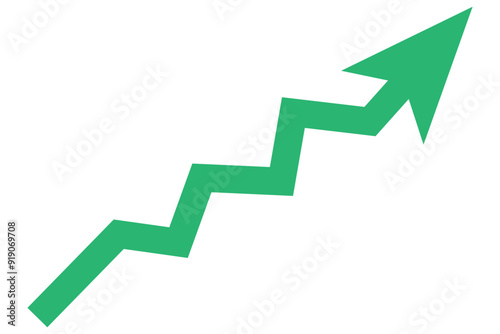 Upward direction arrow vector graphic icon showing business growth bar graph. arrow with vector graphic symbol. Upward arrow fintech logo isolated on white background.