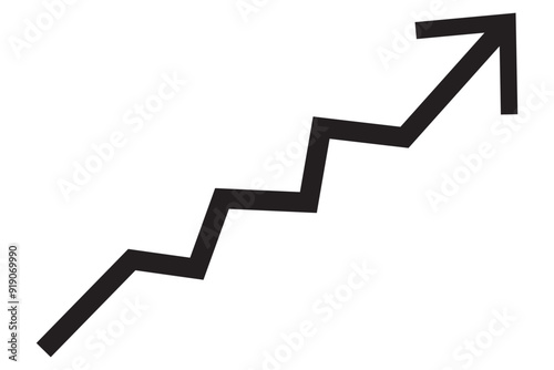 Upward direction arrow vector graphic icon showing business growth bar graph. arrow with vector graphic symbol. Upward arrow fintech logo isolated on white background.