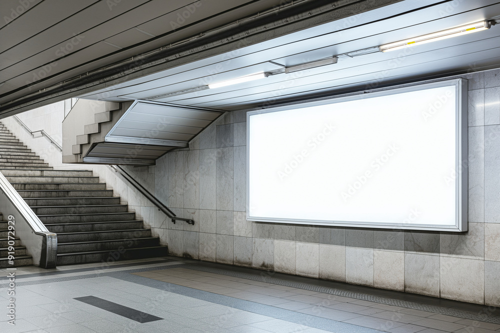 Fototapeta premium Mockup, large billboard in the subway