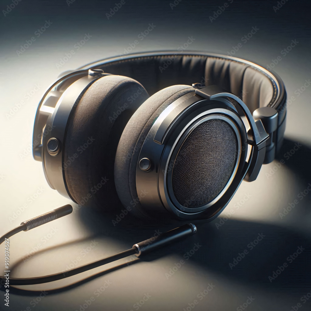 headphones on a black headphones on a black
