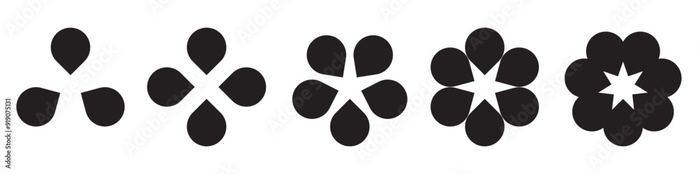 set of petals section. Floral templates for data presentation set of petals section. Floral templates for data presentation