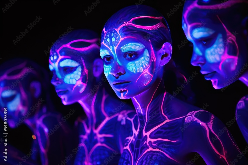UV Body Paint Party: Blacklight party with UV-reactive body paint. UV Body Paint Party: Blacklight party with UV-reactive body paint.